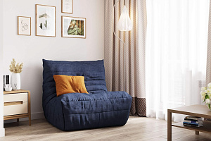 Синее кресло ДеФранс с подушкой, обивка из рогожки, современная модель, выбор дизайнеров